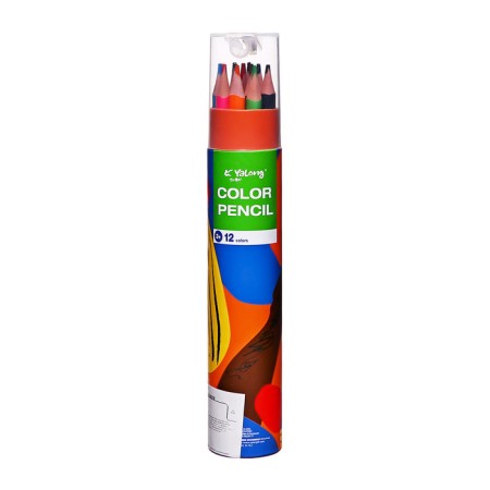 Pencils 12 colors, in a tube, hexagonal, wooden, abstraction-7