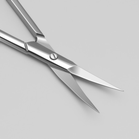 Scissors are manicure, for cuticles, bent, narrow, 10 cm, on the blist, the color is silver, 081-1