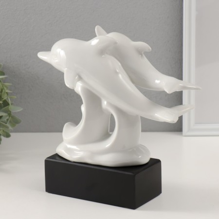 Souvenir Ceramics "Dolphins on the waves" White 7.3x22x23 cm-2