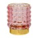 Decorative candlelight made of colored glass, 70 × 70 × 80 mm, pink color