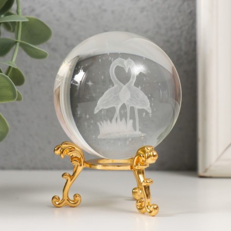 Souvenir glass "Flamingo" d = 6 cm openwork stand 8.5x6x6 cm