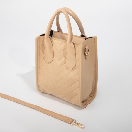 Bag Female Tout with zipper, beige color-2