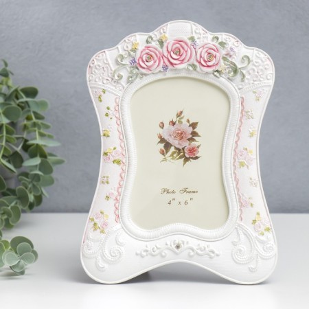 Photo frame Polystone 10x15 cm "Roses. Lace embroidery" Rhinets 23x16.5 cm