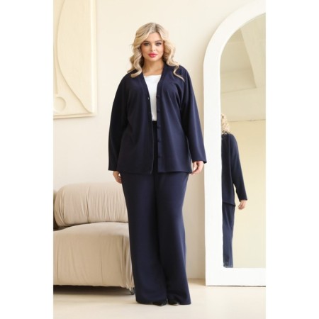 Women's costume: cardigan, trousers, size 50, black color-11