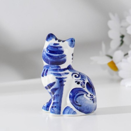 Сувенир «Кот Волна», 7 см, гжель-5
