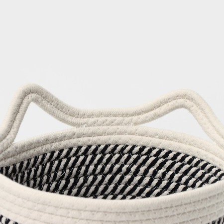 Basket for storage ladled handmade LadOM "Cats", 22 × 22 × 12.5 cm, black and white color-4