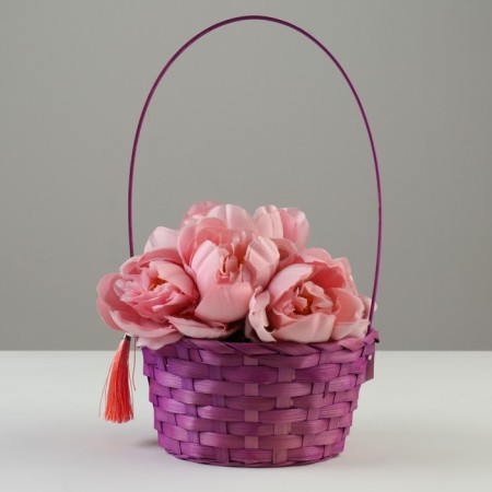 Wicker basket, d19 x 9 x 32 cm, purple, bamboo-1