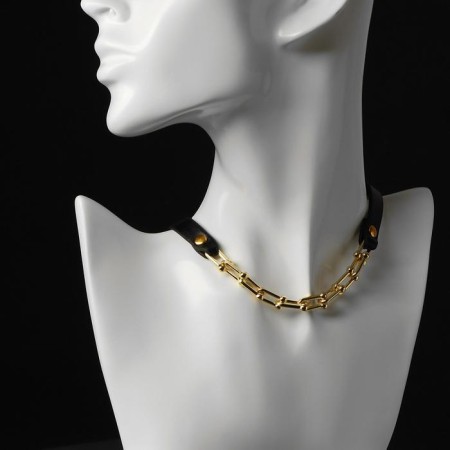 Choker "chain" modern, black color in gold, 41 cm