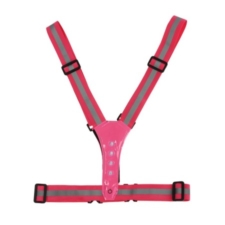 A signal vest, reflecting with an adjustable size, pink, LED signal, 4 modes-4
