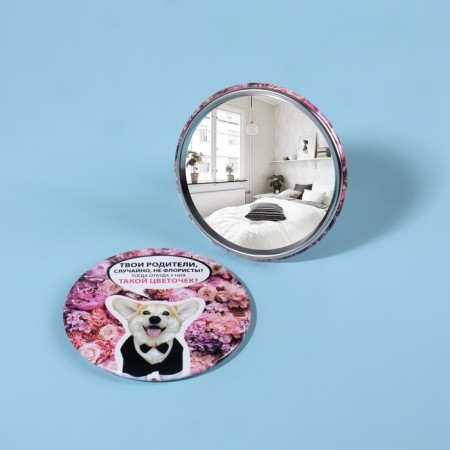 Pocket mirror "Corgi", d = 7 cm, multi -colored-2