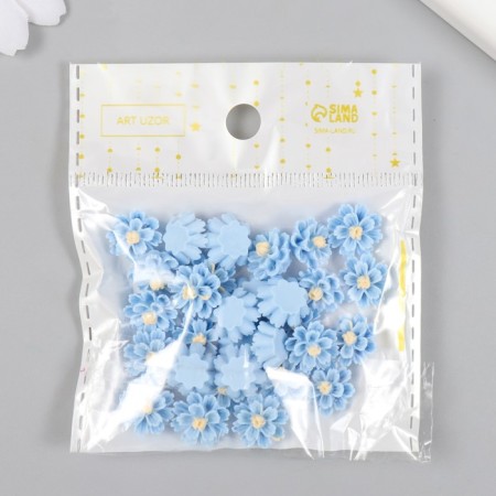 Decor for creativity plastic "Blue peonies", set of 30 pcs. 1x1 cm-5