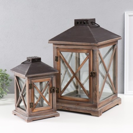 Climber tree "Lantern - shutters" aged set 2 pcs 25x25x41 16x16x27 cm