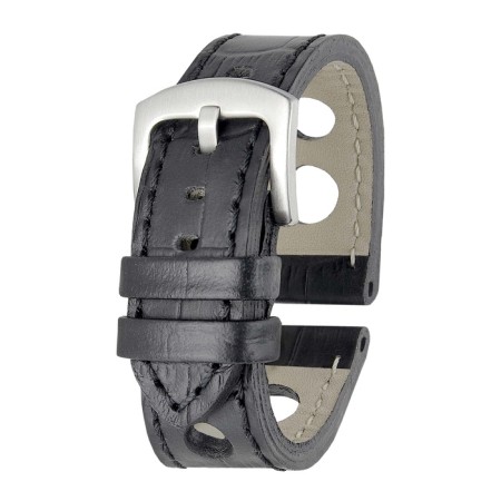 Watch strap, 22 mm, harness 80 mm, larynx 120 mm, genuine leather, black