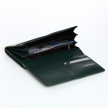 Women's wallet on magnets, green color-4