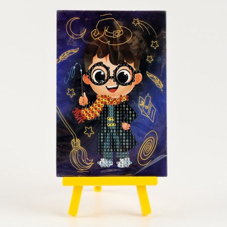 Diamond mosaic with a partial filling on the stand for children "Magic Time", 10 x 15 cm-6