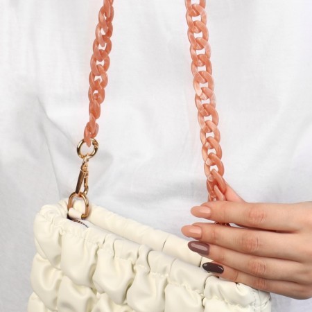 A chain for a bag, plastic, with carbines, 23 × 17 mm, 68 cm, pink quartz/gold color-3