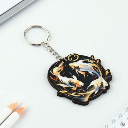 Key keychain wooden "fish", 4.5 x 6 cm-1