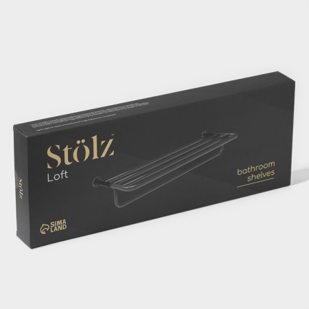 Shelf for the bathroom stalls Stölz Loft Basic, with a holder for towels, color black-5