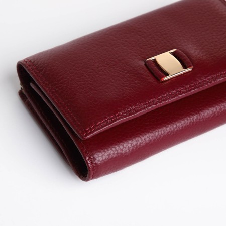 Women's wallet on the button, burgundy color-2