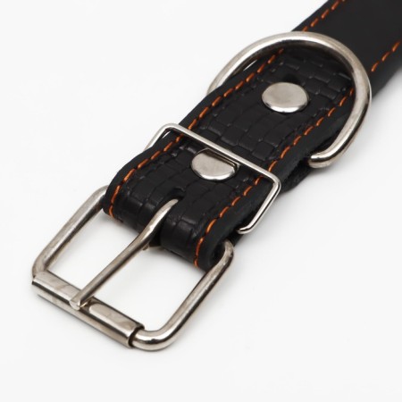Leather collar with embossing on synthetic winterizer, 70.5 x 3.5 cm, Osh 45-60 cm, black-4