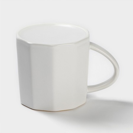 Ceramic mug with a spoon Simple, 350 ml, white color-5