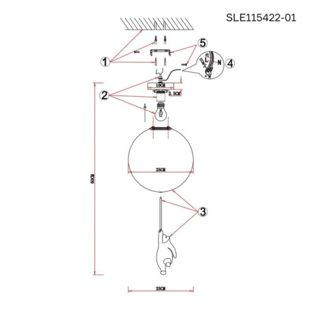 Suspension EVOLUCE. Sle115422-01. Modena. 1x60 W, E27, 20x20x51.2 cm, white color-5