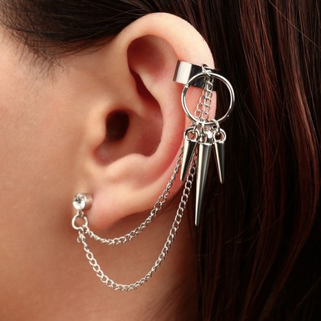 Earring "Kaff" Youth, white color in silver-1