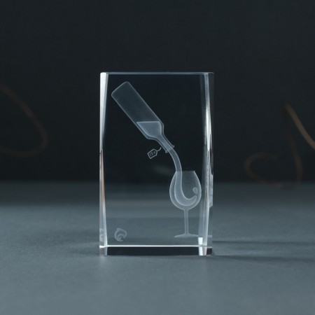 Souvenir glass rectangle "glass and wine" 5x5x8 cm