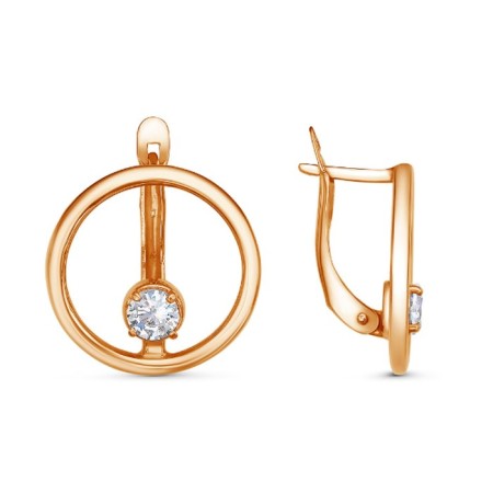 Earrings "circle", pink gilding, white color