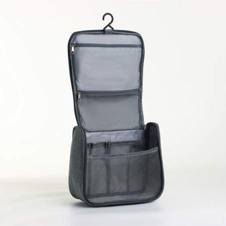 Mester-mester on a zipper, with a hook, an outer pocket, the color is gray-3