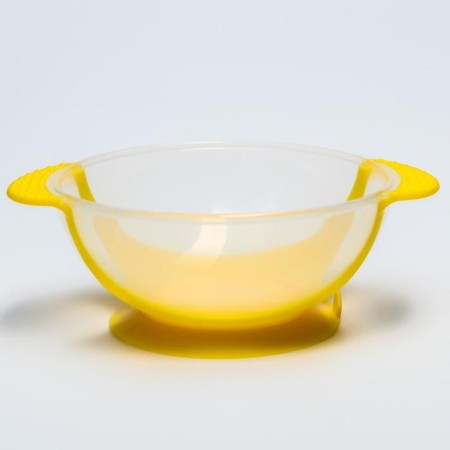 Set for feeding, 3 items: 350 ml bowl on suction cup, cover, thermal engine, yellow color-2