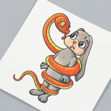 Tattoo on the body color "Let's be friends?" 6x6 cm-3