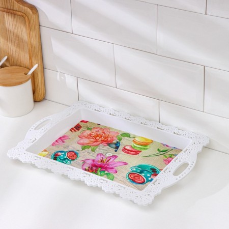 Plastic rectangular tray "openwork border", 35 × 24 × 2 cm, color mix-9