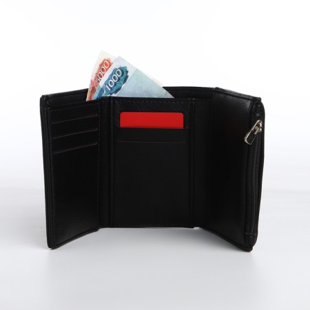 Women's wallet on a magnet, black color-5