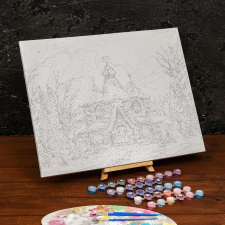 New Year's picture on numbers on canvas with the subframe "New Year! Fairy tower ", 40 × 50 cm-3