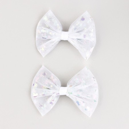 Hair hairpin white bow, set, 2 pcs, 7.5 cm, cold heart-1