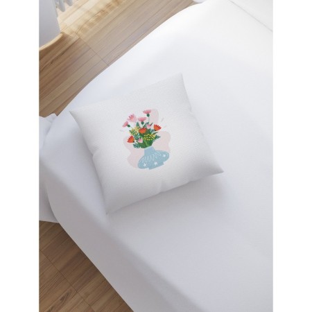 Decorative pillowcase "Flowers in a vase", on a zipper, size 45x45 cm-1