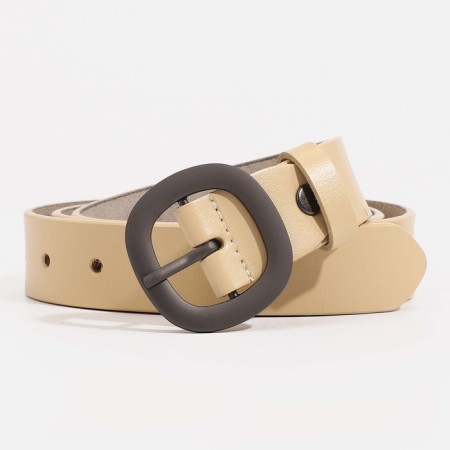 Women's belt, width 2.5 cm, screw, buckle metal, beige color