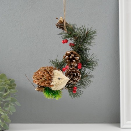 Souvenir Suspension "Hedgehog with cones" 8.5x15x16 cm-1