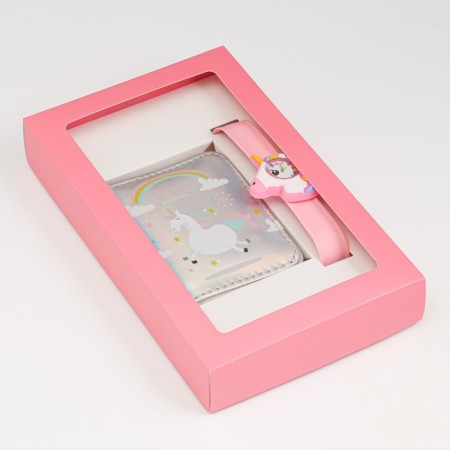 Children's gift set for girls "Unicorn" 2 in 1: Watch, wallet-2