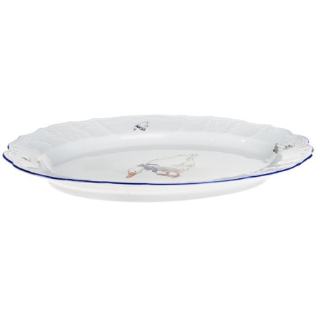 Oval Bernadotte dish, Geese decor, 39 cm