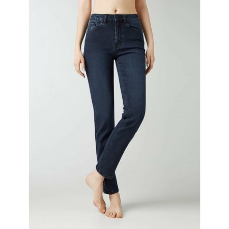 Women's jeans with a high landing CONTE Elegant Straight Leg, size L, color Blue Black-5