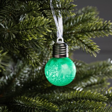 Christmas ball "Winter pattern green" d = 5 cm, 1 LED, AG13X3 (in the set), glow warm white-1