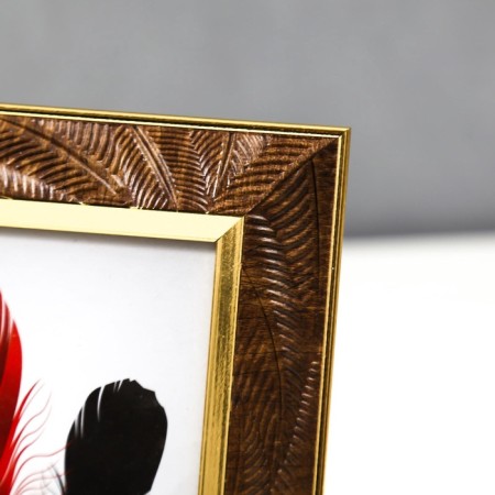 Photo frame plastic 10x15 cm "Chocolate leaves, golden double frame" 19.8x14.8 cm-3