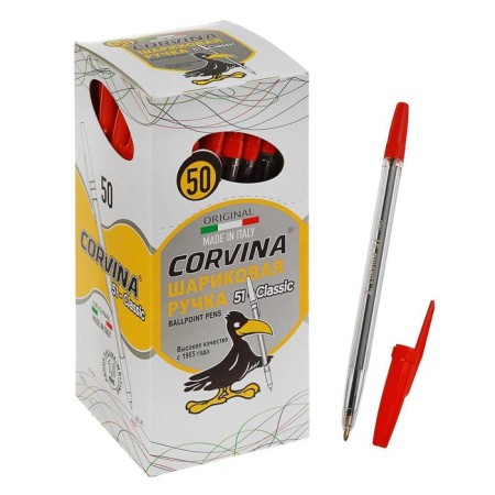 Ballic handle Carioca Corvina 51, transparent case, node 1.0 mm, ink red