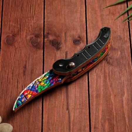 Wooden souvenir "Automatic folding knife" multi -colored vintage-1
