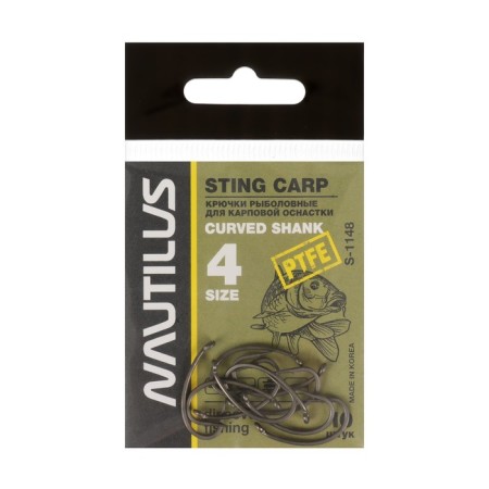 The hook Nautilus Sting Carp Curved Shank S-1148PTFE, No. 4, 10 pcs.