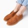 Mokasins are female, dark beige, size 36