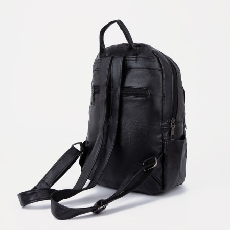 Women's backpack made of artificial leather with lightning, black color-2