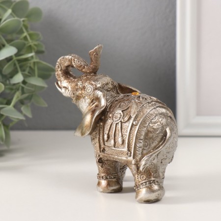 Souvenir Polystone "Seven Elephants in Popons with a magnificent flower" H-10; 9; 8; 7; 6; 5; 4 cm-2